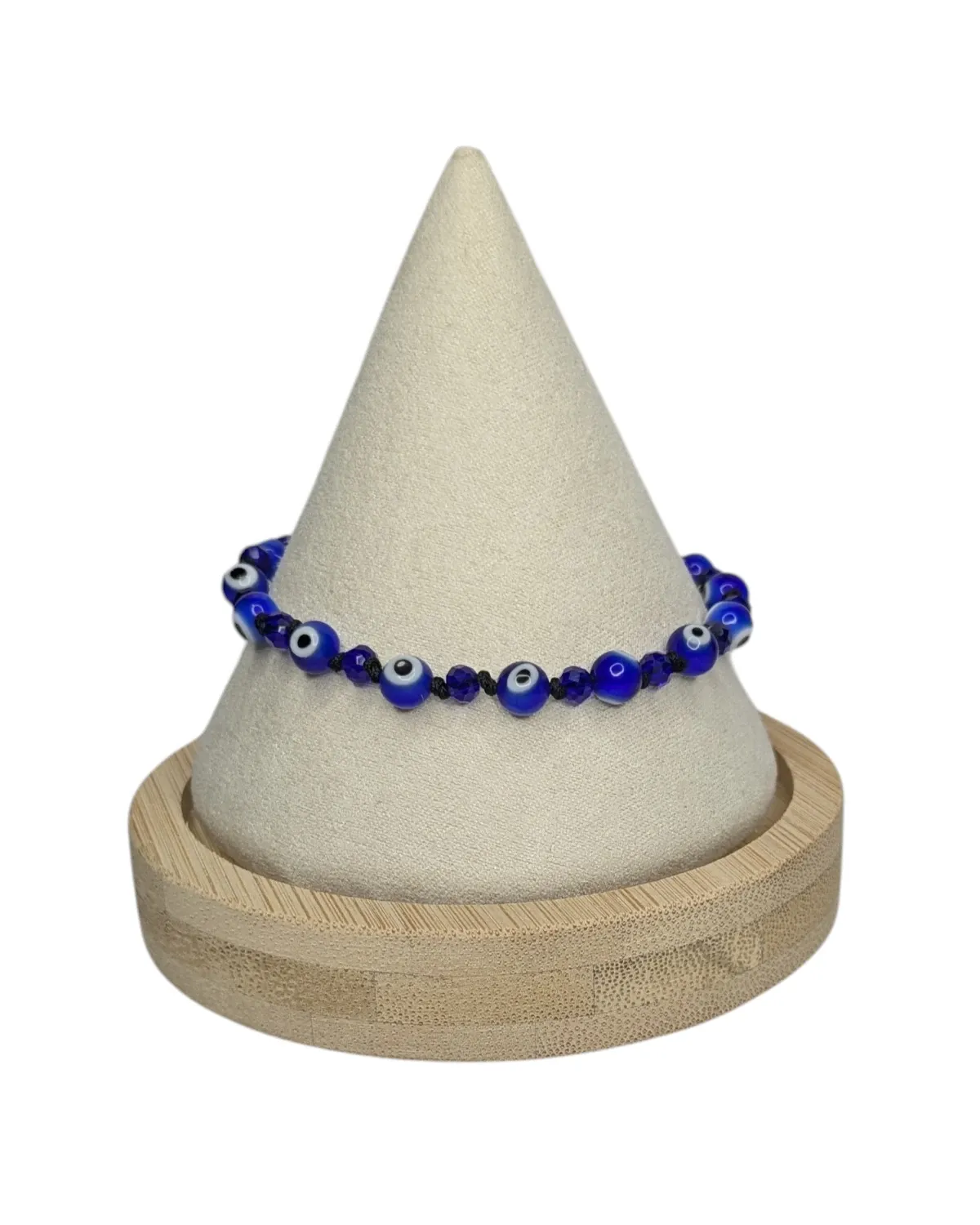 Blue Evil Eye Hand-Knotted Glass Bracelet